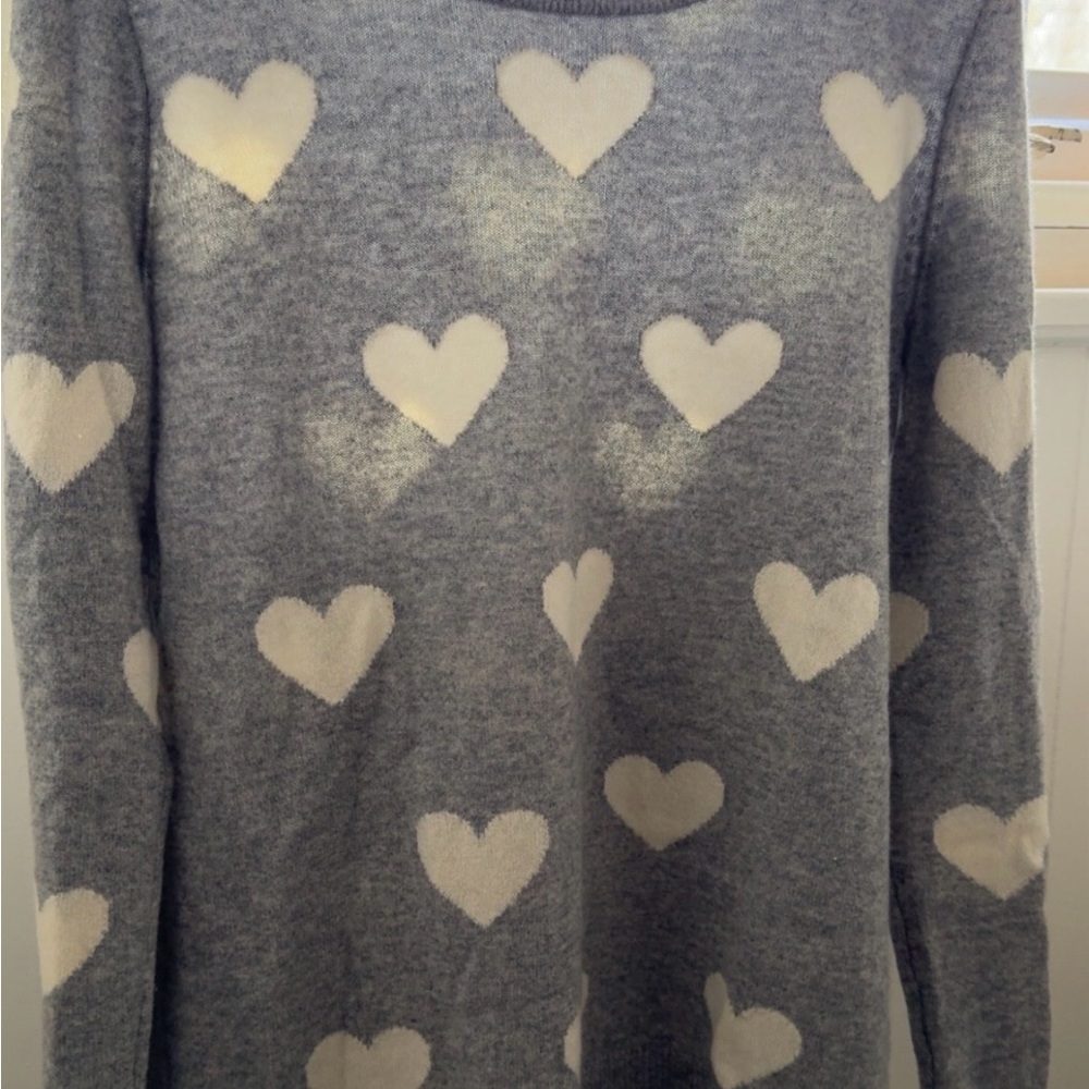 Talbots Gray Heart Pattern Cashmere Crewneck Swea… - image 5